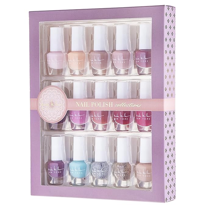 Nicole Miller Mini Nail Polish Set – Glossy, Vibrant Colors for Fingernails & Toenails, Bright Colors, Purple Collection