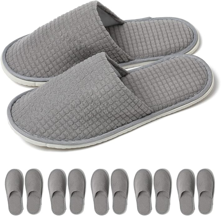 SPA Guest Slippers, 6/12 Pairs Reusable Washable Unisex Spa Slippers for Hotel Bedroom Wedding Party Travel