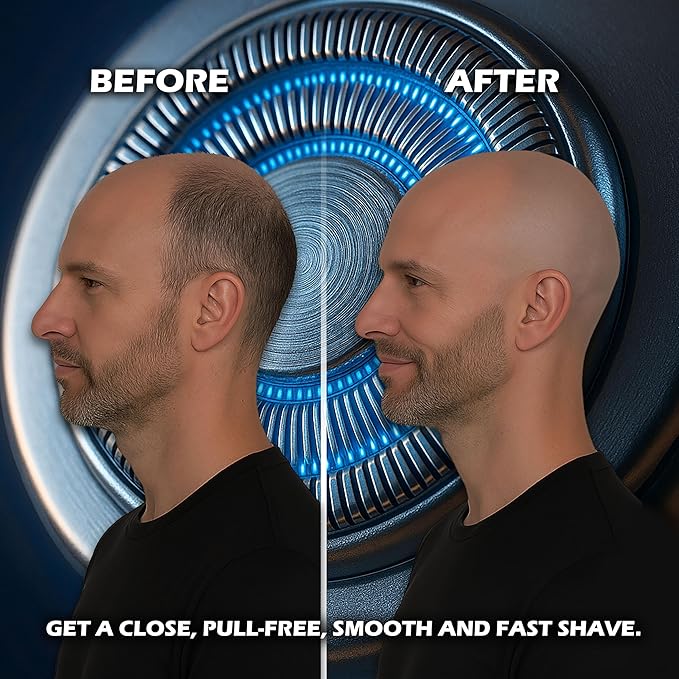 Head Shaver for Bald Men 7D – Smooth Electric Razor, Waterproof, Ergonomic Grip, Fast Charging, 120-Min Battery, Grooming Kit with Beard & Nose Trimmer for Face & Skull