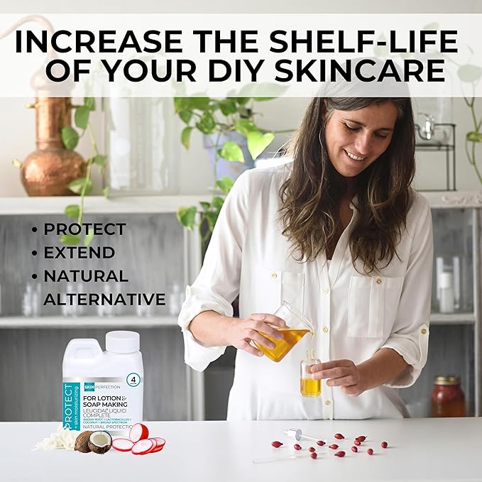 Skin Perfection Leucidal Liquid Complete - Ideal Water Based Moisturizer & Lotion Making Supplies - Natural Preservative Alternative with Root Ferment Filtrate, Lactobacillus & Coconut Fruit Extract