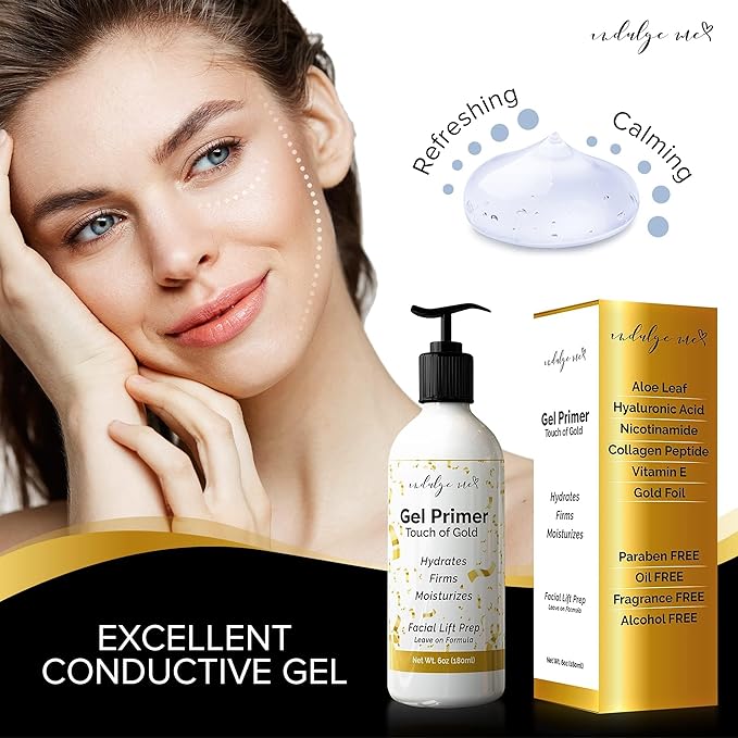 Conductive Gel - Facial Hydrating Leave-On Gel Primer, Hyaluronic Acid, Collagen Peptide, Niacinamide, Vitamin E, Gold Foil