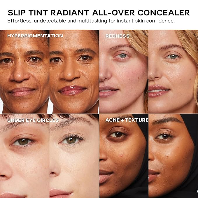 Saie Slip Tint Radiant Cream Concealer & All-Over Face Makeup - Concealer for Dark Circles, Redness & Blemishes - Lightweight Makeup Made with Hydrating Hyaluronic Acid - Shade 16 (0.17 oz)