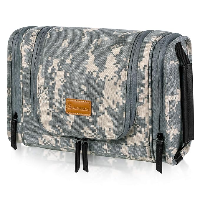 MIRASON Hanging Toiletry Bag for Men Dopp Kit Waterproof Travel Organizer Bag with Sturdy Metal Hook and Handle for Bathroom Shower Camping Toiletry Bag Gift for Men (Camo)