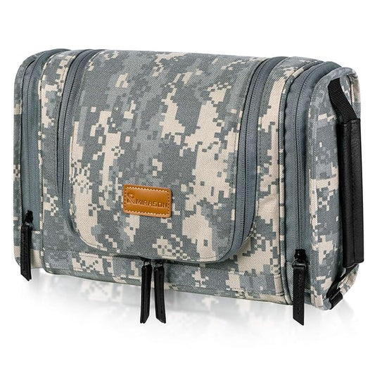 MIRASON Hanging Toiletry Bag for Men Dopp Kit Waterproof Travel Organizer Bag with Sturdy Metal Hook and Handle for Bathroom Shower Camping Toiletry Bag Gift for Men (Camo)
