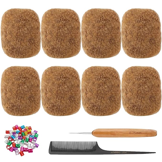 Afro Kinkys Bulk Human Hair for Dreadlock Extensions,Repair Locs, Twists and Braids, 240 Gram Each Package Afro Kinky Bulk 100% Human Hair for Locs (honey Blond, 8inch)