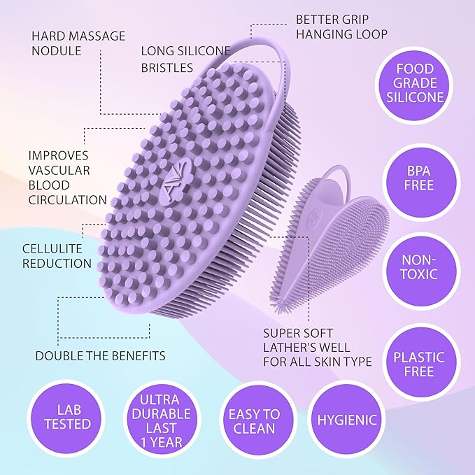 Avilana Body and Face Scrubber Combo – Includes Dual-Sided Body Scrubber and Gentle Face Scrubber – Hygienic, Long-Lasting, and Gentle for Body and Face