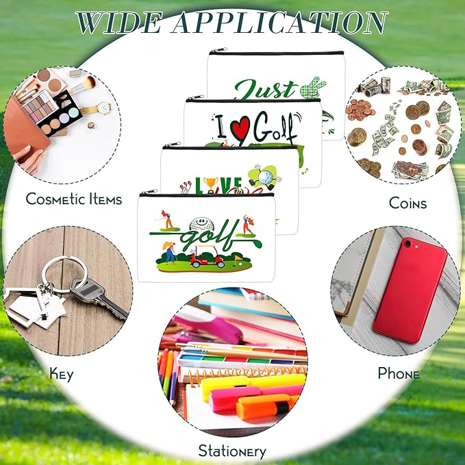 Eccliy 20 Pcs Golf Makeup Bag Golfer Cosmetic Bag Canvas Gifts Golf Accessories for Girls Toiletry Pouch with Zipper for Women Team Party
