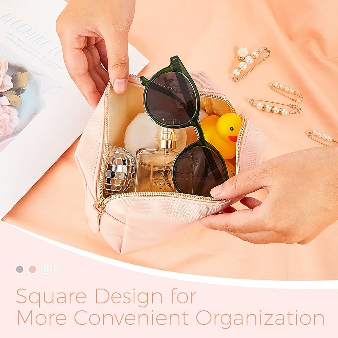 8 Pcs Makeup Bag Pu Leather Cosmetic Pouch Waterproof Small Toiletry Bag Portable Cosmetic Organizer Water Resistant Storage Purse for Lady Women Daily Storage Travel Organizer (Soft Colors,Medium)