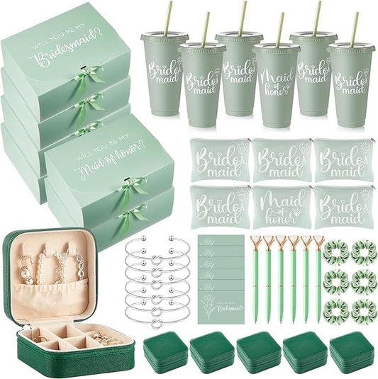48 Pcs Bridesmaid Proposal Gifts Set, Maid of Honor Gifts Set from Bride, Will You Be My Bridesmaid Gift Box, 24 oz Tumbler Bridal Bachelorette Party Gifts for Bridesmaids Wedding Gifts