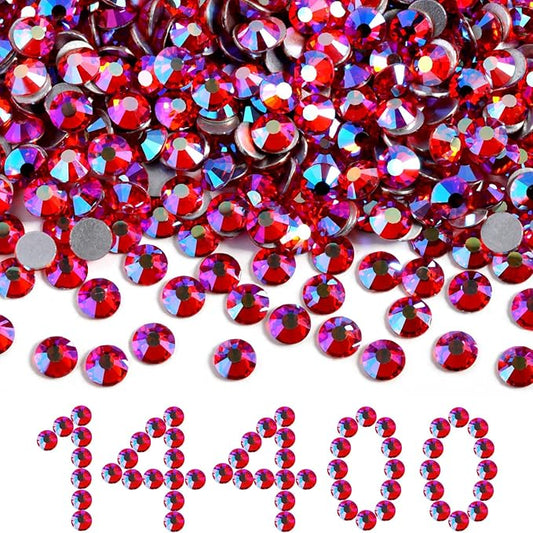 Beadsland Flatback Rhinestones Bulk, 14400pcs Rhinestones for Nails Crafts Clothes DIY Decoration, Hyacinth AB, SS16, 3.8-4.0mm