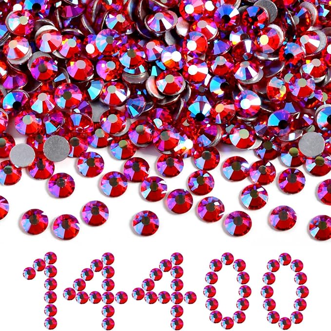 Beadsland Flatback Rhinestones Bulk, 14400pcs Rhinestones for Nails Crafts Clothes DIY Decoration, Hyacinth AB, SS10, 2.7-2.9mm