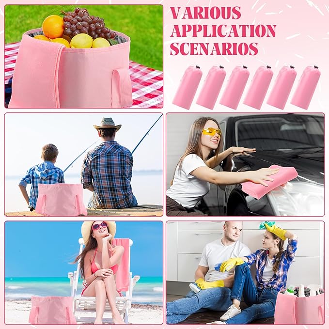 12 Pcs 15L Foldable Foot Soaking Tub Kit Portable Foot Bath Tub Foldable Foot Basin Bath Foot Tub for Soaking Feet with Towel and Storage Bag Soak Spa Bucket for Travel Camping (Pink)