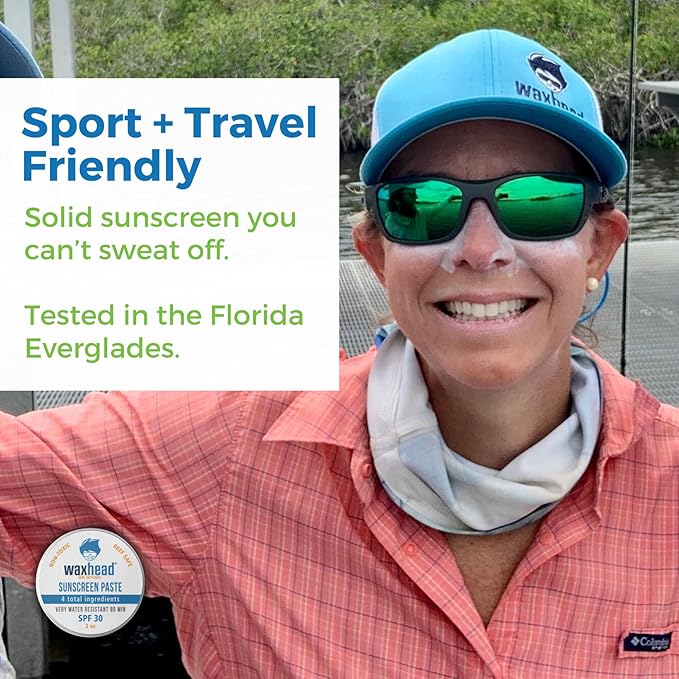 Waxhead Zinc Oxide Sunscreen Face for Nose, Reef Safe SPF 30, Pure Zinc Sunscreen Paste, Waterproof for Swimming Surfing Lifeguard, Biodegradable Natural Non-Toxic Cream Travel Strong (White 2oz Tin)