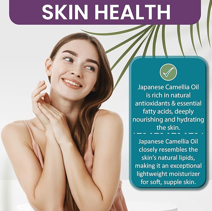 Dr Joe Lab Japanese Camellia Seed Oil - Pure, Cold Pressed, Non-GMO Carrier - 8 oz - for Skin, Hair, Nails, Body, Facial Hair - Hydrating Moisturizing Vegan Nourishing - Packaging May Vary