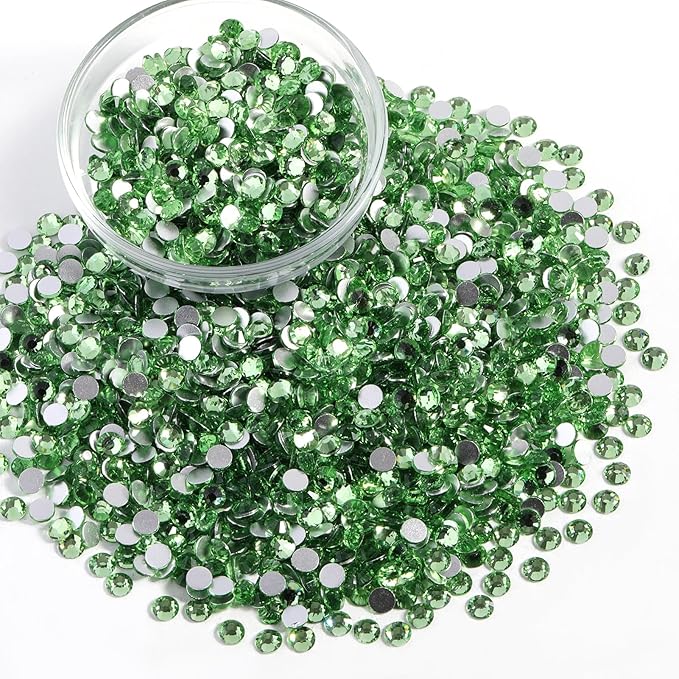Beadsland Flatback Rhinestones Bulk,14400pcs Green Rhinestones for Nails Crafts Clothes DIY Decoration, Light Green/Peridot, SS16, 3.8-4.0mm