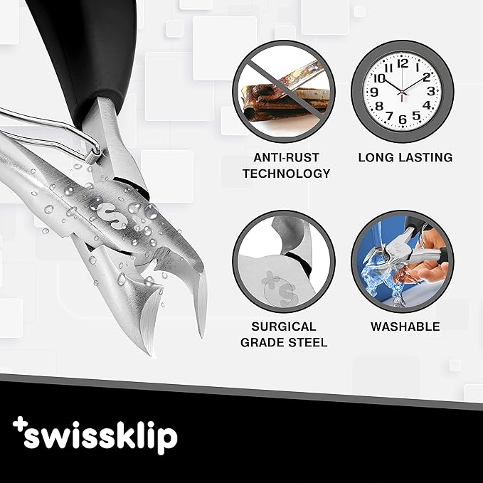 Swissklip Heavy Duty Toenail Clippers for Seniors Thick Toenails I Professional Nail Clippers for Ingrown Toenail I nail clippers for men I well suited as finger nail clippers adult