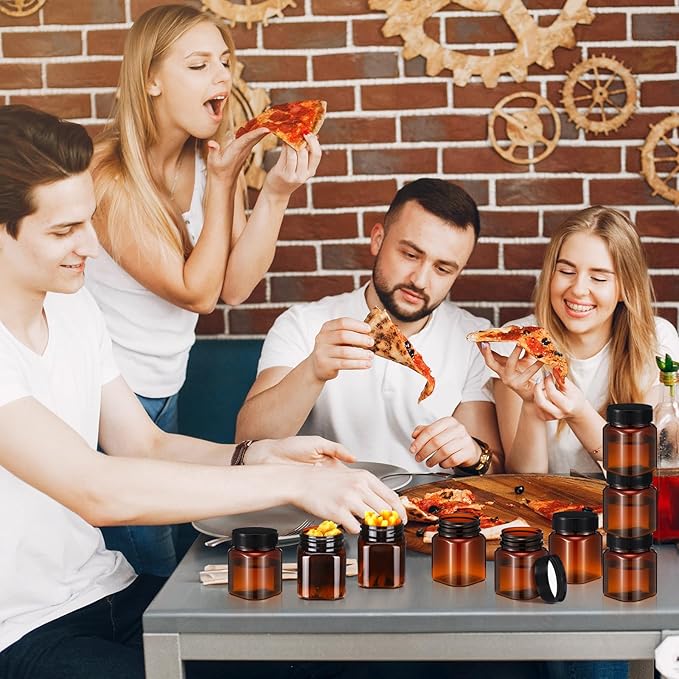Tanlade 40 Pcs Amber Plastic Jars with Lids Round Cosmetic Containers Amber Jars Refillable Containers for Powder Liquid Food Storage Kitchen Cosmetic Lotion Ointments Creams Essential Oil (4 oz)