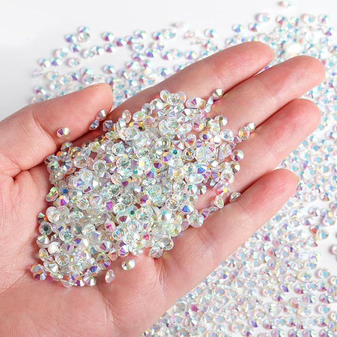 Beadsland Flatback Rhinestones Bulk,14400PCS Crystal Rhinestones for Nails Crafts Clothes DIY Decoration, Transparent AB, SS20, 4.6-4.8mm