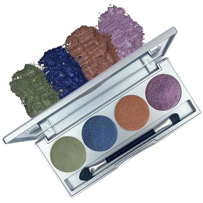 Honeybee Gardens Earth & Ocean Eye Shadow Palette, Clean and Bold, 4 Highly Pigmented Colors With Long Lasting Luxe Finish, Vegan, Cruelty-Free, Gluten-Free, and Paraben-Free, Net Wt 1.3g Each