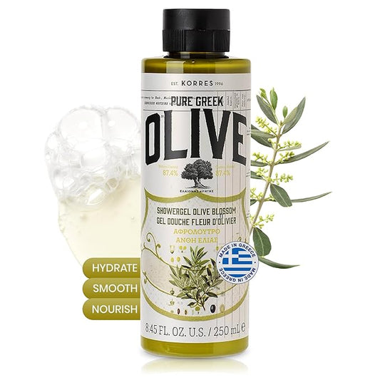 KORRES Olive Oil Shower Gel for Dry Skin, Moisturizing Body Wash Cleanser Made with Pure Greek Olive Oil, Hydrating and Nourishing Bath Soap for Smooth