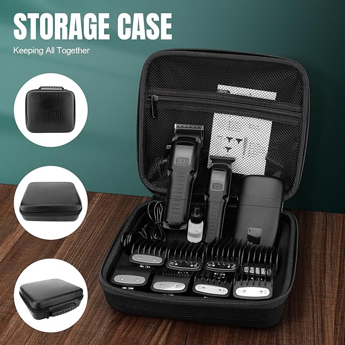 Professional Barber Hair Clippers Trimmer Shaver Set for Men,Cordless Hair Cutting Kit & Zero Gap T-Blade Trimmer & 8500 RPM Electric Shaver Combo with EVA Case,Mens Gift