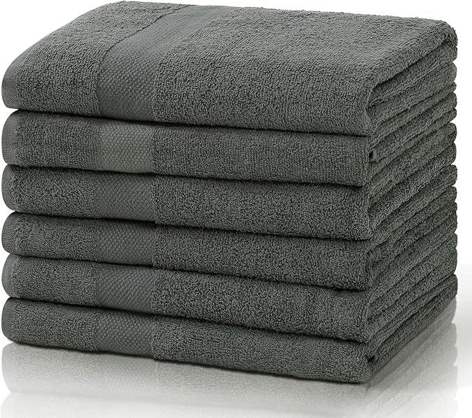 SIMPLI-MAGIC Bath Towels Ideal for Pool, Spa, and Gym Lightweight and Highly Absorbent Quick Drying Towels, Gray, 24 in x 46 in