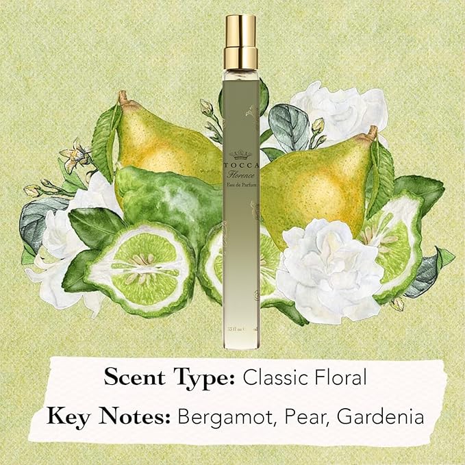 Tocca Florence Women's Perfume Travel Spray, 0.34 oz (10 ml) - Classic Floral, Bergamot, Pear, Gardenia Fragrance