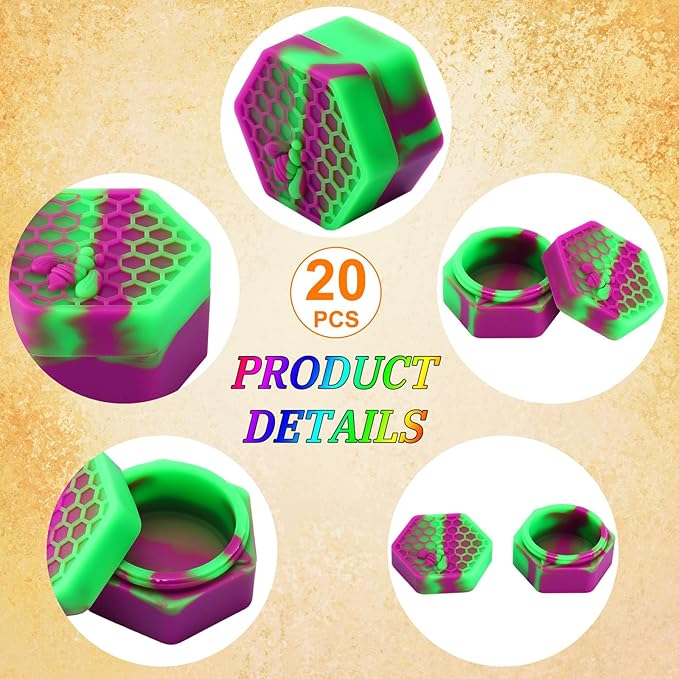 Outus 20 Pcs 26 ml Silicone Wax Containers Non-stick Silicone Wax Containers Multi Use Storage Jars Oil Concentrate Bottles for Home Kitchen Travel, Assorted Colors