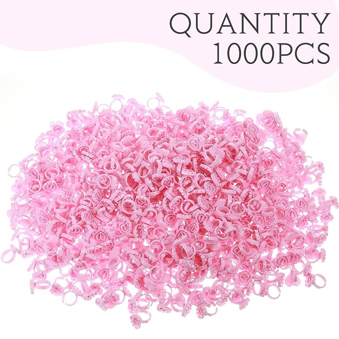 Glue Rings for Eyelash Extensions Lash Disposable Lash Glue Rings for Beauty Salons Holder Fanning Cups Eyelash Extension Supplies(1000 Pcs,Heart Style)