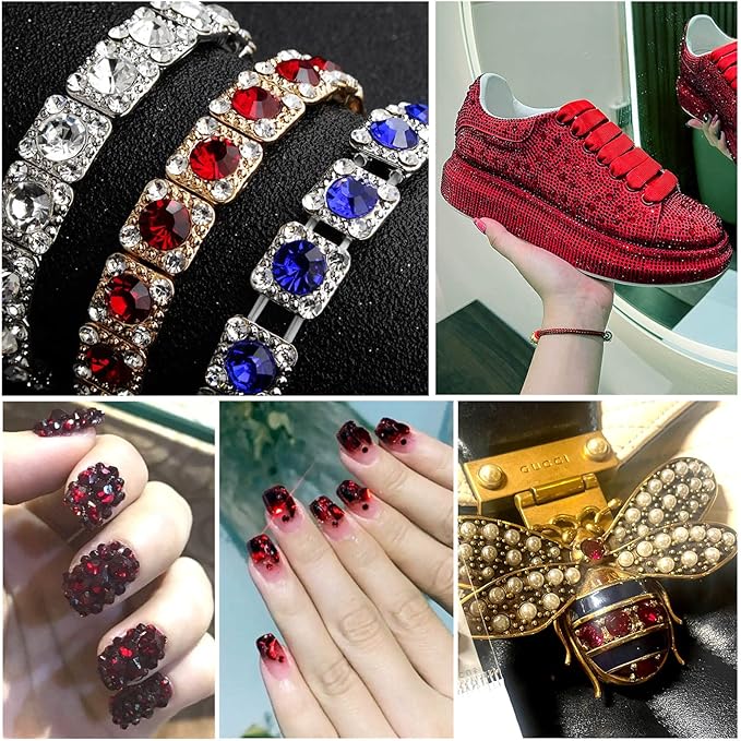 Beadsland Flatback Rhinestones Bulk,14400pcs Red Rhinestones for Nails Crafts Clothes DIY Decoration, Dark Siam, SS10, 2.7-2.9mm