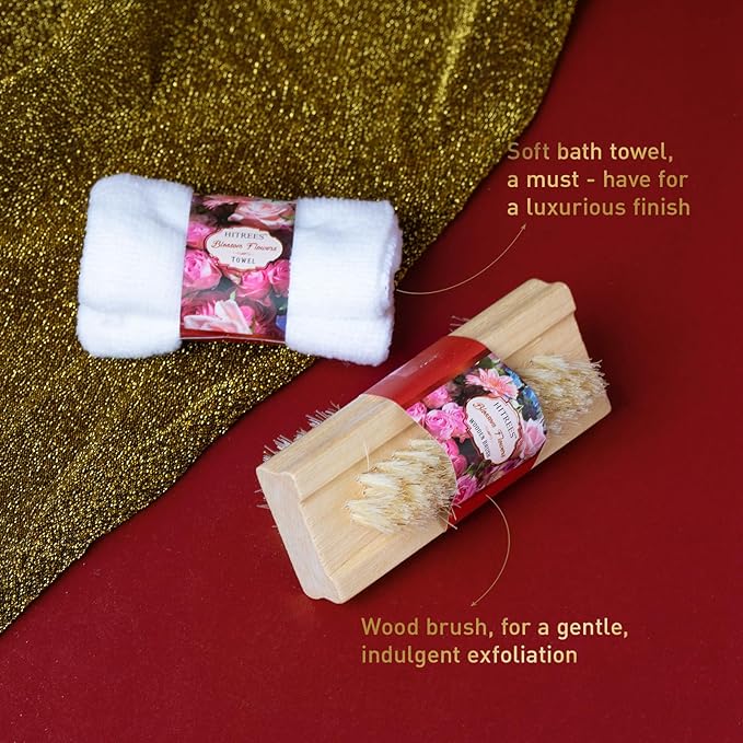 Spa Gift Basket for Women, ROSE & JASMINE Friendship Gifts Women, Tote Bag, Shower Gel, Hand & Body Cream, Hitrees Bath Gift Set for Her, Mom, Mothers Day