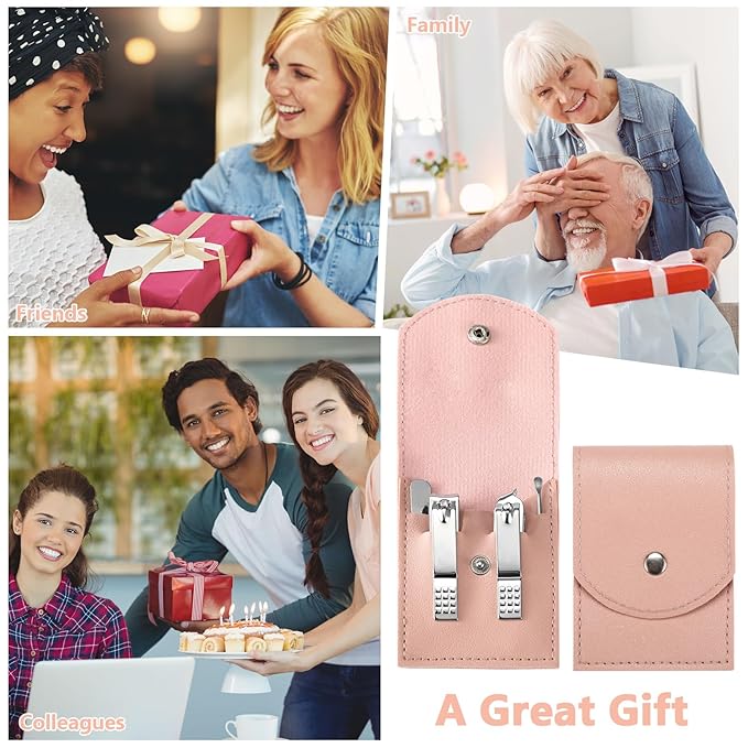 Geosar 50 Set Travel Manicure Kit Nail Clippers Pedicure Professional Nail Care Tools Stainless Steel Grooming Set with Portable Travel Case Gifts for Mother Father(Pink)
