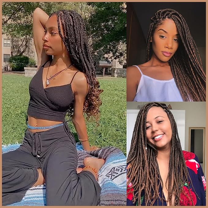 Pre-stretched Braiding Hair, Original Braid Hair Extensions, Hot Water Setting Crochet Hair Braids, Yaki Texture Easy Braiding Hair (24''-pack of 8, 1b/30)…