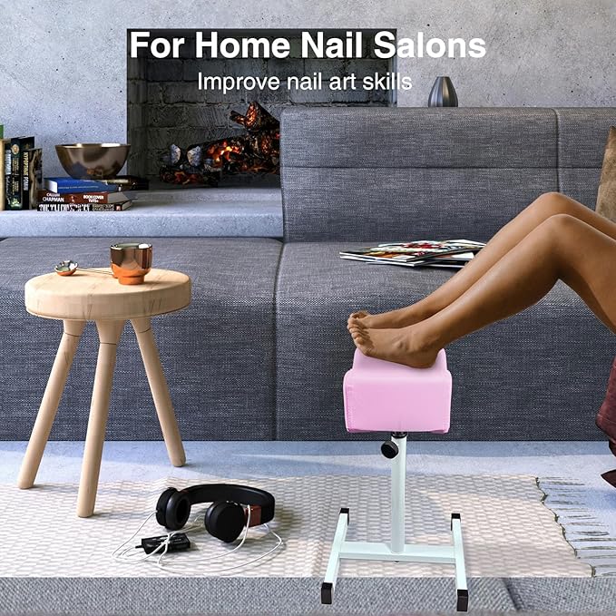 Pedicure Stool, Height Adjustable, H-Shaped Arch Cushion, Pink, Salon & Spa