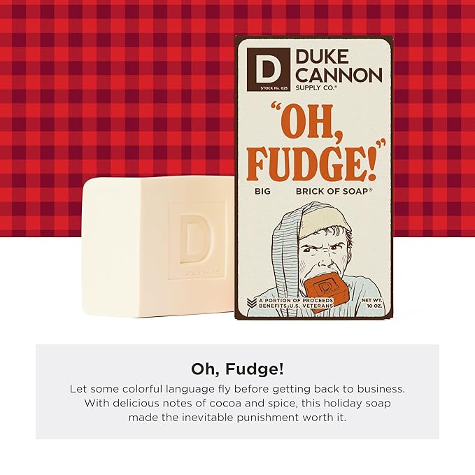 Duke Cannon Supply Co. Big Brick of Soap Bar for Men Holiday Edition - OH Fudge (Cocoa & Spice Scent), 10 oz. (1 Pack)
