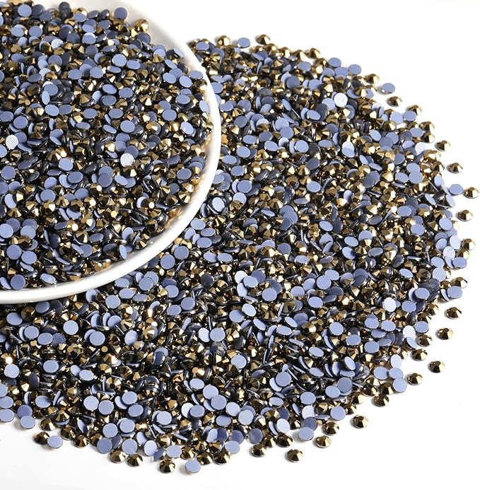 Beadsland Hotfix Rhinestones Bulk, 14400PCS Crystal Hot Fix Rhinestones for Crafts Clothes DIY Decoration, Aurum, SS20, 4.6-4.8mm