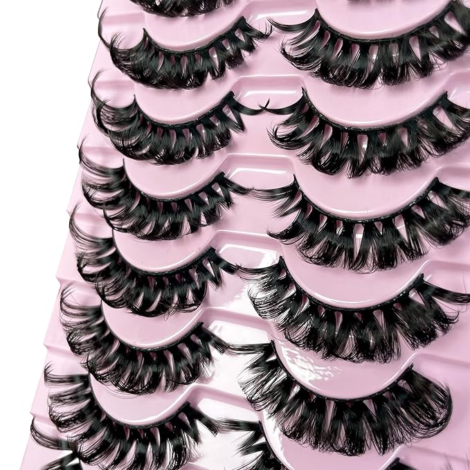 Russian D Curl Strip Lashes Fluffy False Eyelashes Natural Lashes 15-20mm Fake Lashes Pack Volume Eye Lashes 10 Pairs Faux mink lash Multipack