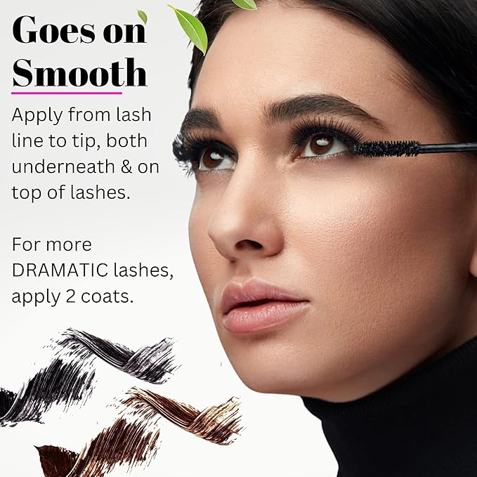 Fifth & Skin NATURLASH Natural Mascara (BROWN) - Hypoallergenic for Sensitive Eyes – Vegan, Cruelty, Gluten & Paraben Free - Nourish, Lengthen & Thicken Lashes