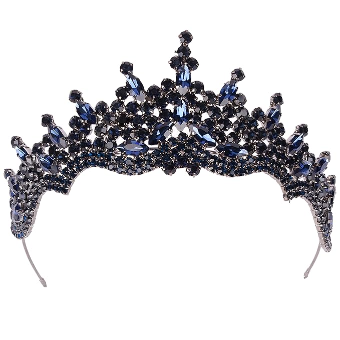 LIMELIA Women's Tiara for Henna Wedding Party|Glitter Hair Accessories for Bridal Birthday Pageant Prom Halloween Cos-play Christmas Party|Dence-Navy Blue
