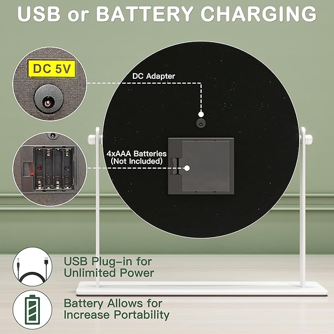 10"x10" Lighted Makeup Mirror, Vanity Mirror with Lights, Dimmable Touch Screen, Light up Mirror, Portable Travel Mirror, Cosmetic Mirror for Makeup Desk, 360° Rotation, Women Gift