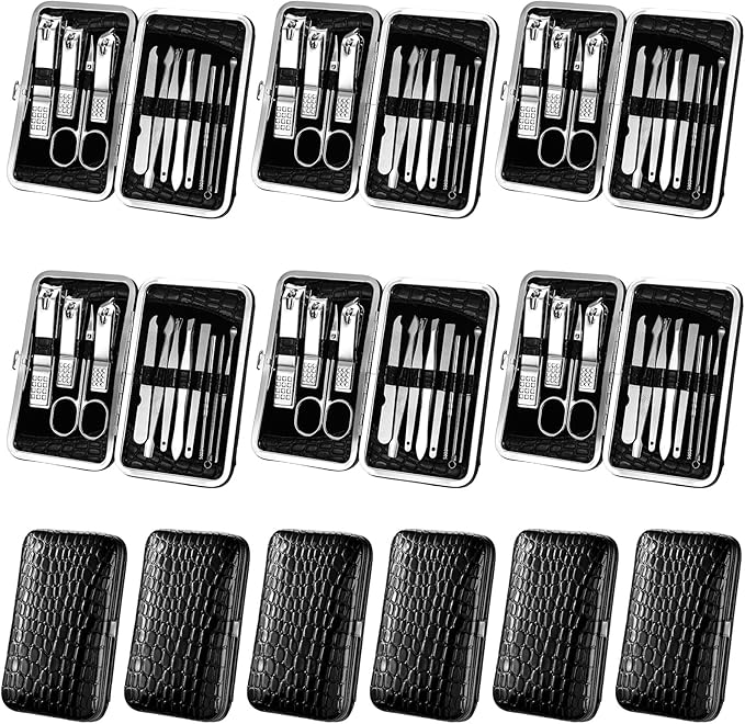 Geosar 12 Sets Manicure Set Nail Clippers Set Pedicure Kit 12 in 1 Stainless Steel Professional Grooming Kits Nail Care Tools with Travel Case for Men Women(Classic Style)