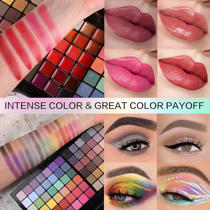 All in One Makeup Kit, Makeup Kit for Women Full Kit, Make Up Valentine's Gift Set for Teen Girls- Eyeshadow Palette,Lip Gloss,Concealer,Highlighter,Blush,Eyeliner,Brow Powder & Contour