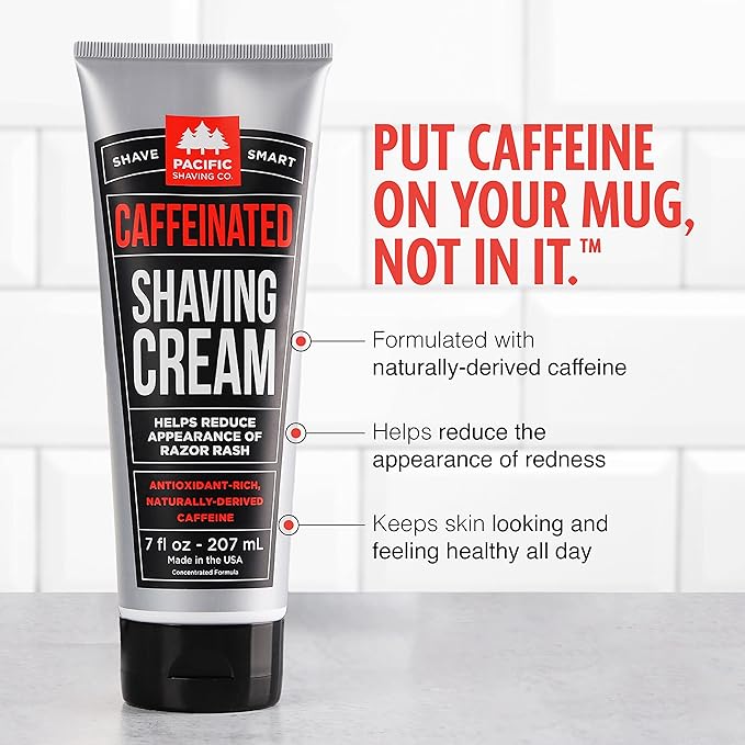 Pacific Shaving Company Caffeinated Shaving Cream & Aftershave Set - Shave Kit for Men - Antioxidant + Caffeine Enriched Shave Cream + Aftershave Lotion (7 Oz, 2 Pack)
