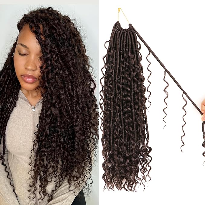 8 Packs Goddess Faux Locs Crochet Hair-18 Inch Boho Soft Locs Crochet Hair for Black Women (#4, 18 Inch(Pack of 8))