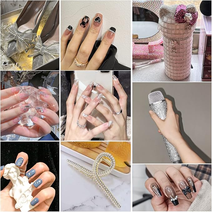 Beadsland Flatback Rhinestones Bulk,14400pcs Silver Rhinestones for Nails Crafts Clothes DIY Decoration, Silver Hematite, SS10, 2.7-2.9mm