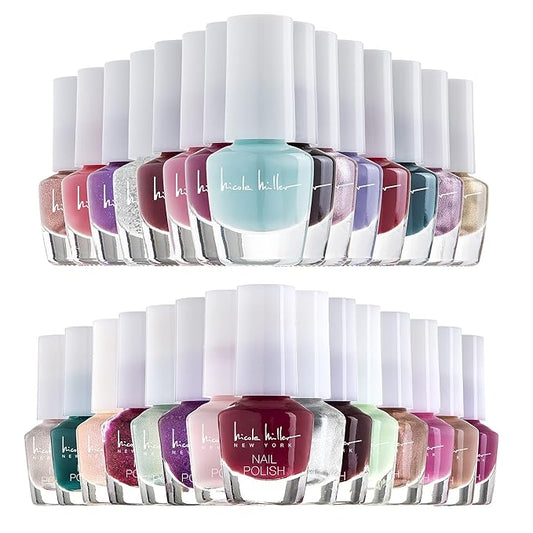 Nicole Miller Mini Nail Polish Set – Glossy, Vibrant Colors for Fingernails & Toenails, 2 Pack Trendy and Floral Collection