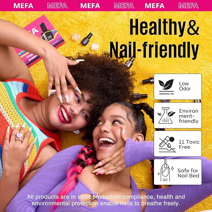 MEFA 19 Pcs Gel Nail Polish Kit with U V Light, 12 Colors All Seasons Nude Milky White Soak Off Gel Polish Nail Set with Base Top Coat Essential Manicure Beginners Salon Gifts for Women