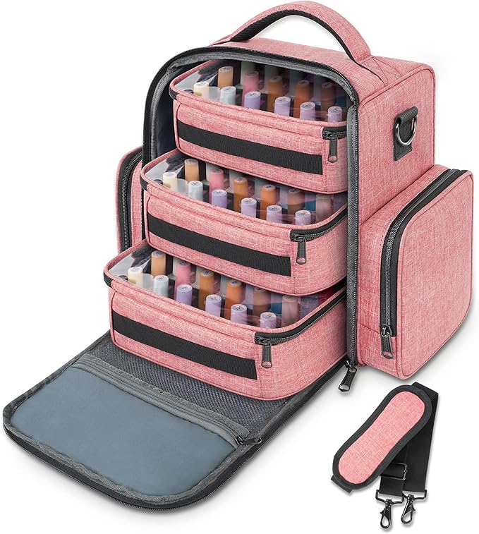 YOREPEK Nail Polish Organizer Holds 72 Bottles, Large Capacity with 3 Removable Pouches and 4 Zippered Pockets for Manicure Tools, Supplies, Nail Lamp, Gift for Women