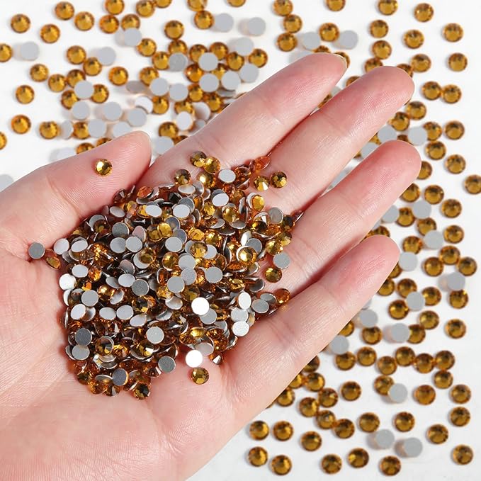 Beadsland Flatback Rhinestones Bulk,14400pcs Rhinestones for Nails Crafts Clothes DIY Decoration, Topaz, SS16, 3.8-4.0mm