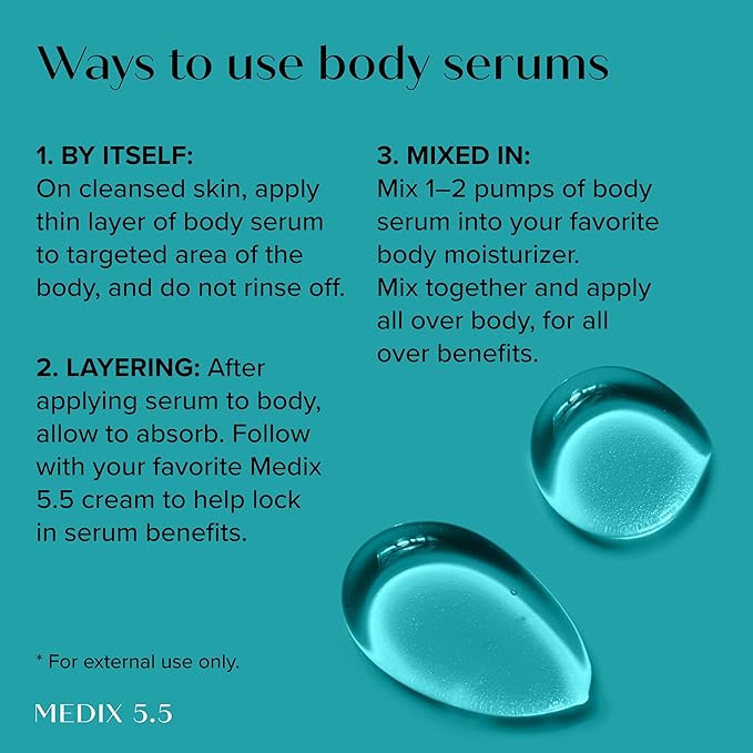 Medix 5.5 10% Glycolic Acid + Lactic Acid Leave-On Exfoliating Body Gel, AHA Exfoliant Body & Face Serum Refines + Softens Dry Dead Skin, Bumpy Skin, Uneven Skin Tone, KP Bumps, & Wrinkles, 2PC